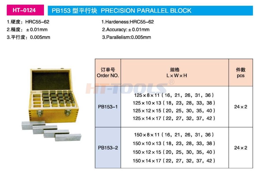 High precision parallel block shim PB153-1/PB153-2