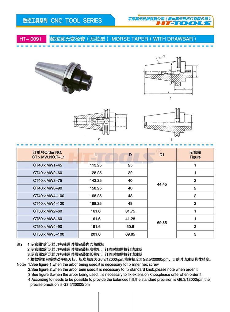 CT-MT variable diameter sleeve pull back type 1 2 3 4 5